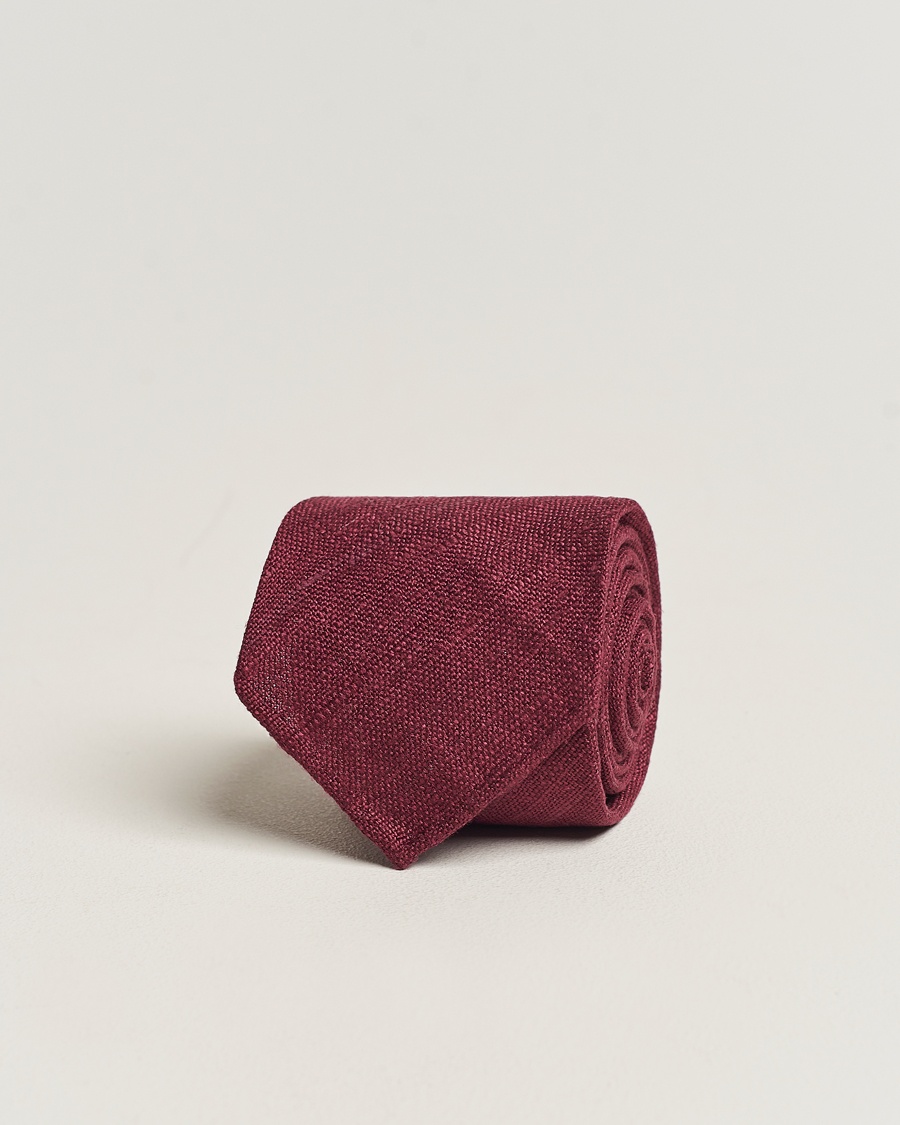 Herre | | Drake's | Silk Tussah Handrolled Tie Wine