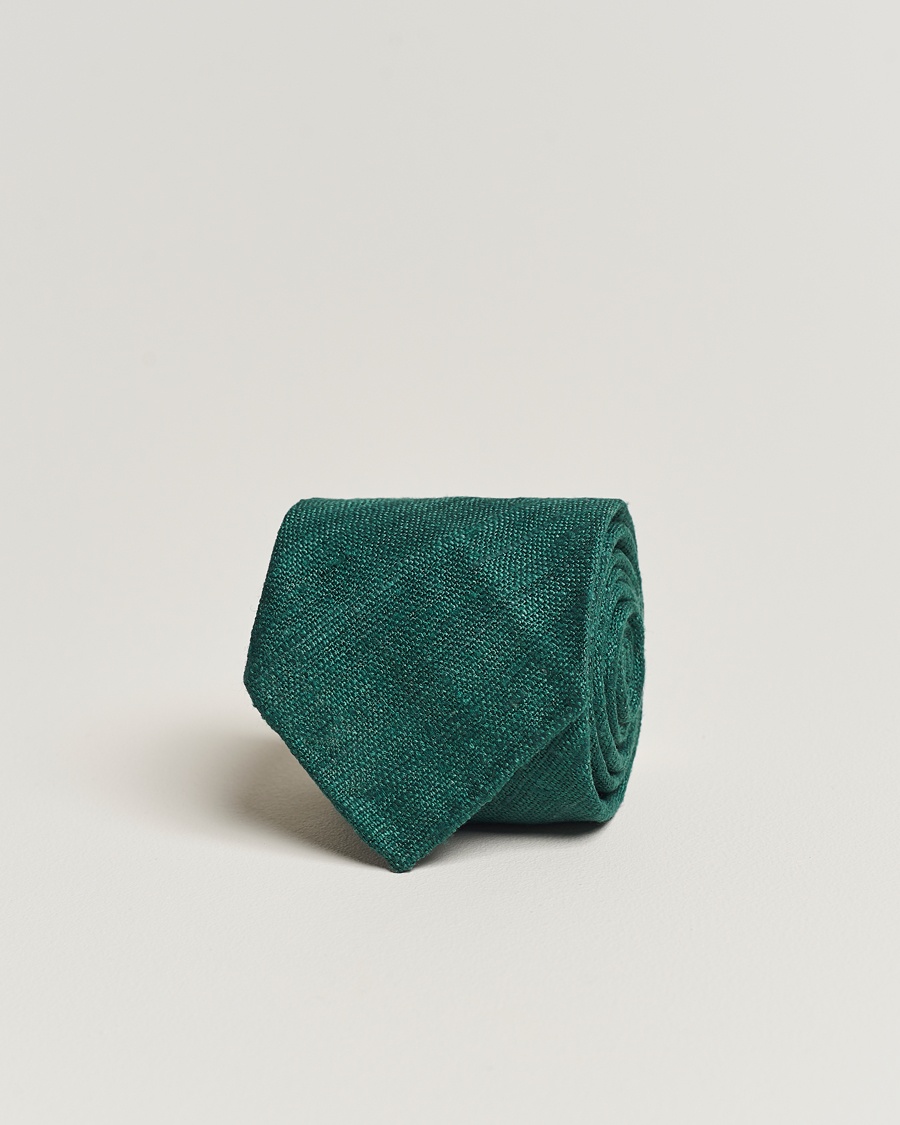 Drake's Silk Tussah Handrolled Tie Green – Grøn