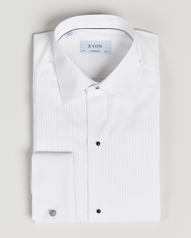 Herre | Black Tie | Eton | Custom Fit Tuxedo Shirt Black Ribbon White