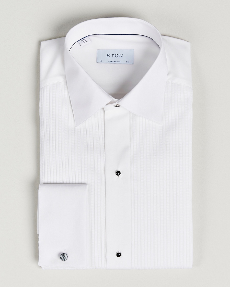 Eton Custom Fit Tuxedo Shirt Black Ribbon White – Hvid