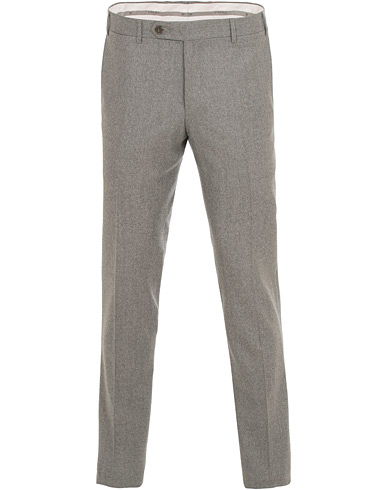 Slim Fit Flannel Trousers Light Grey