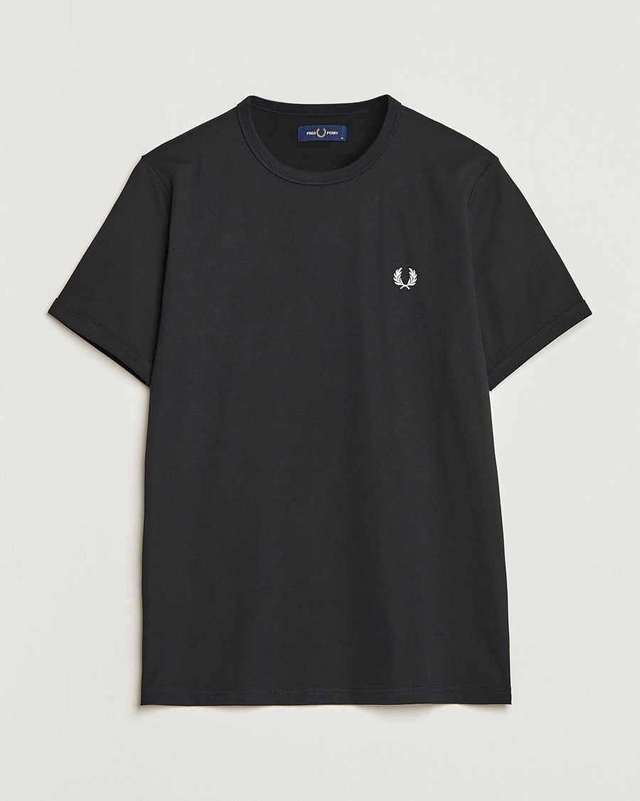 Fred Perry Ringer Crew Neck Tee Black – Sort