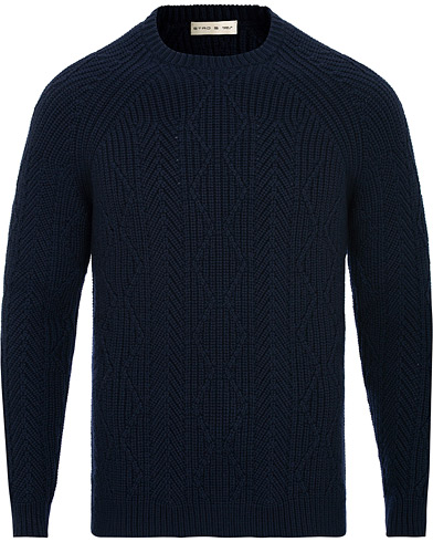  Cable Knit Crew Neck Navy