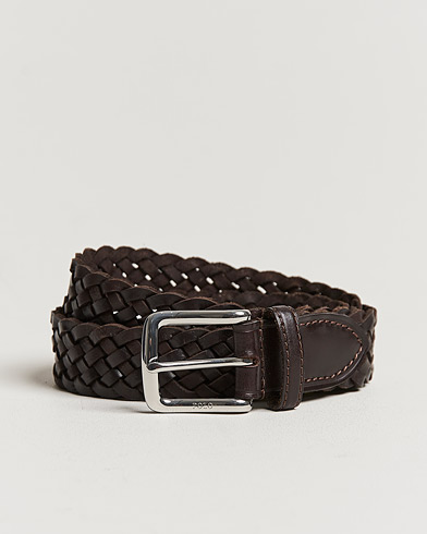 Herre | Under 1000 | Polo Ralph Lauren | Leather Braided Belt Dark Brown