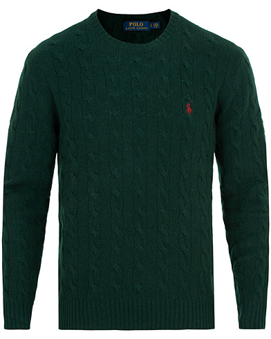  Wool/Cashmere Cable Crew Neck College Green