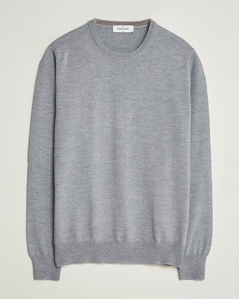 Gran Sasso Merino Fashion Fit Crew Neck Pullover Light Grey – Grå