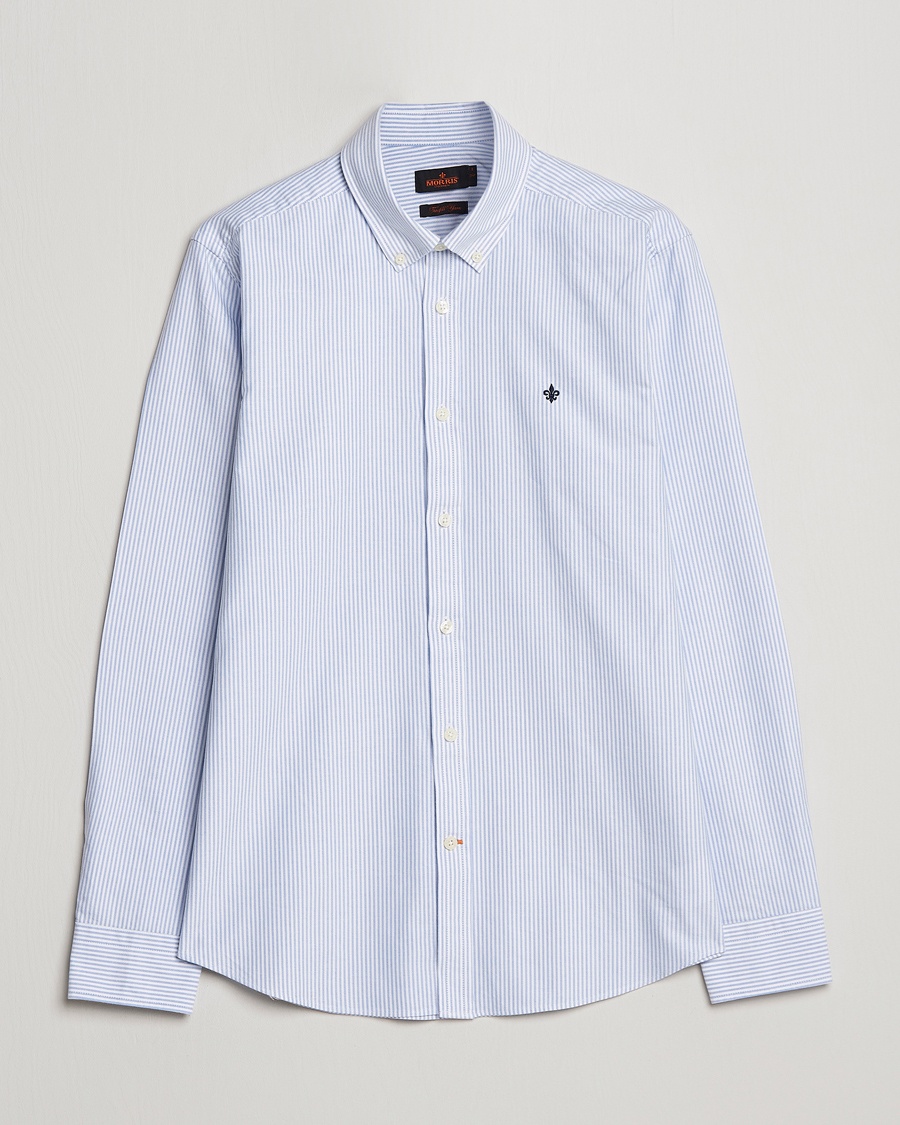 Herre | Morris | Morris | Oxford Striped Button Down Cotton Shirt Light Blue