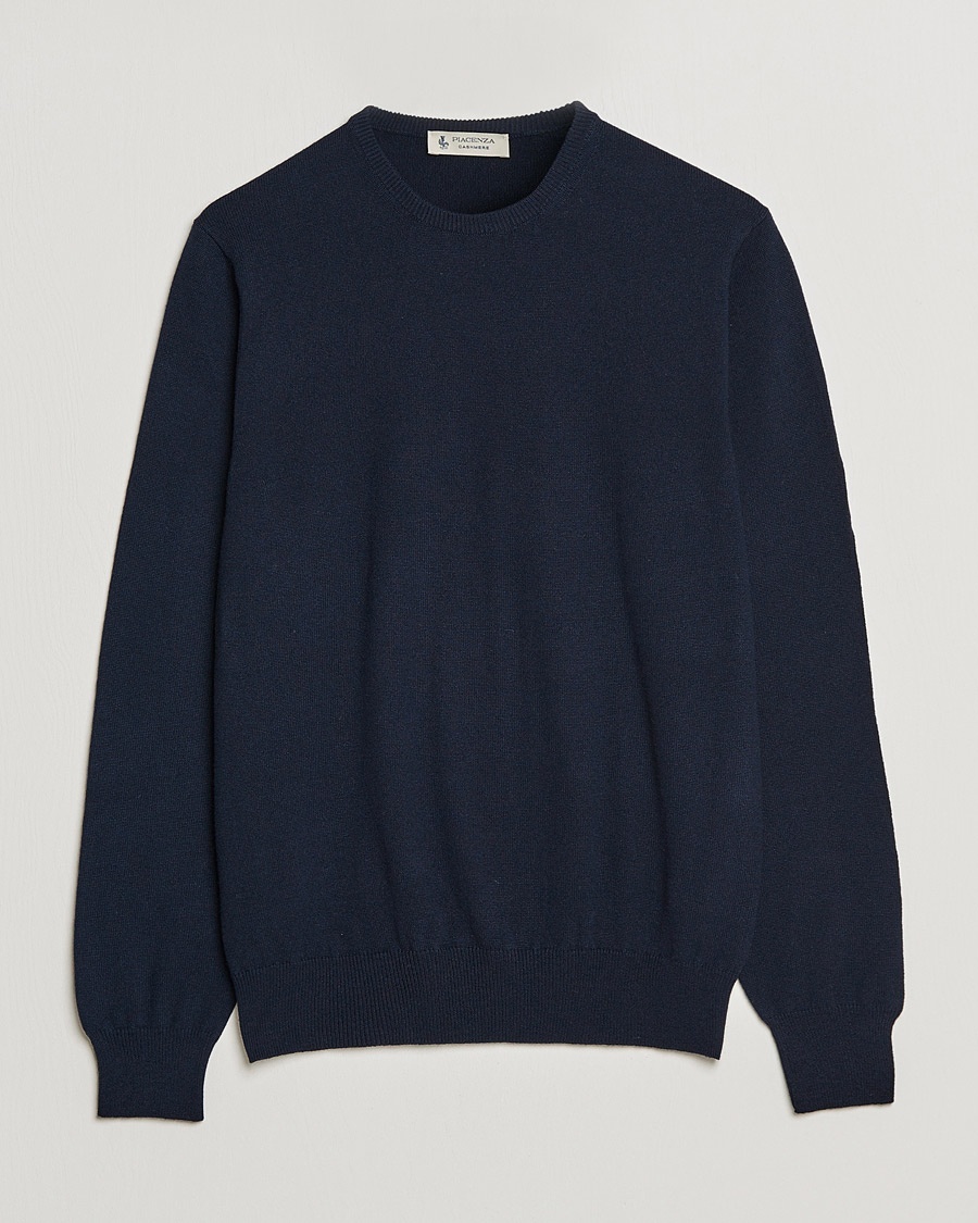Piacenza Cashmere Cashmere Crew Neck Sweater Navy – Blå