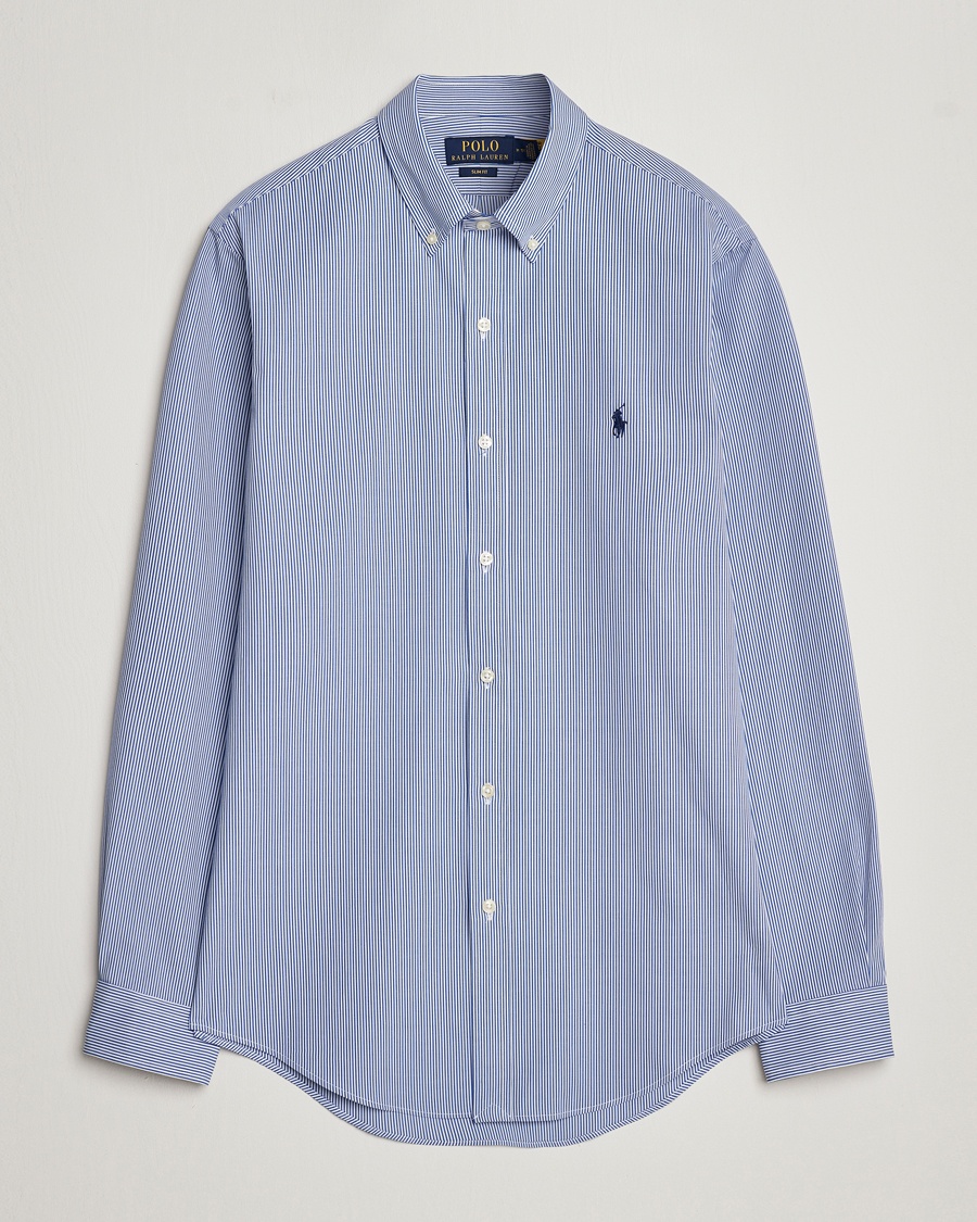 Polo Ralph Lauren Slim Fit Thin Stripe Poplin Shirt Blue/White Billede af Polo Ralph Lauren Slim Fit Thin Stripe Poplin Shirt Blue/White