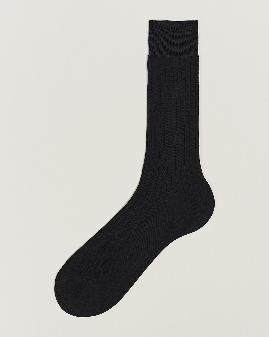 Bresciani Cotton Ribbed Short Socks Black – Sort