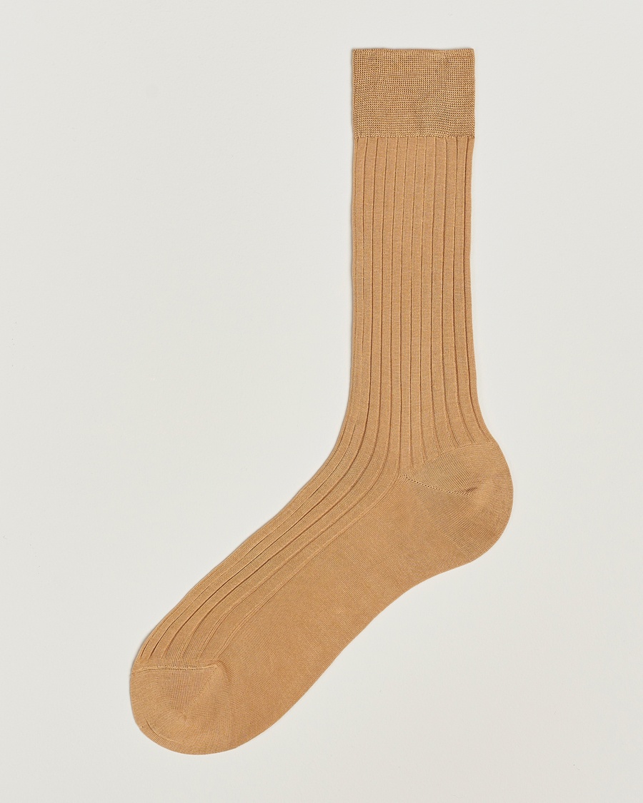 Bresciani Cotton Ribbed Short Socks Light Khaki – Beige