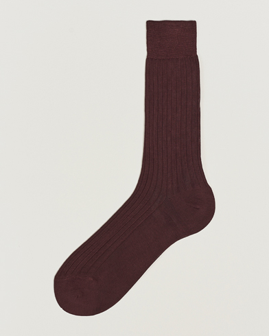 Herre | Snart på lager | Bresciani | Cotton Ribbed Short Socks Burgundy