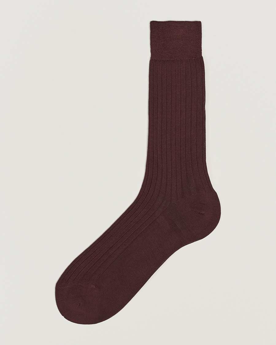 Bresciani Cotton Ribbed Short Socks Burgundy – Rød