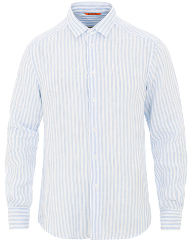  Coppi Striped Linen Long Sleeve Shirt Sky Blue