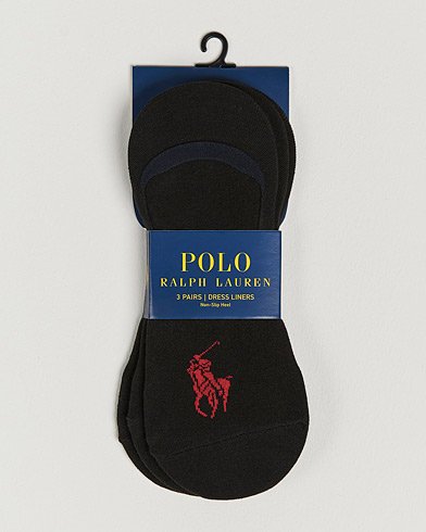Herre | Undertøj | Polo Ralph Lauren | 3-Pack No Show Big Pony Socks Black