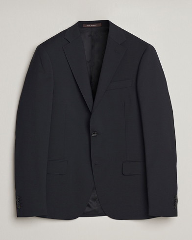 Herre | Enkeltradede blazere | Oscar Jacobson | Edmund Wool Stretch Blazer Black