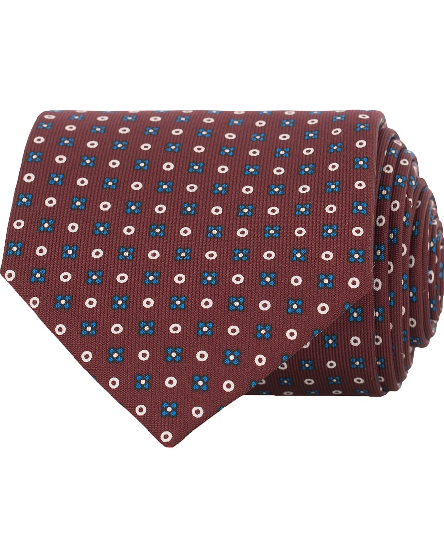 Herre | | E. Marinella | 3-Fold Micro Fantasy 8 cm Silk Tie Burgundy
