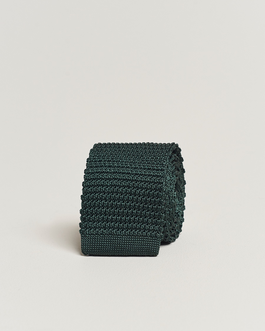 Amanda Christensen Knitted Silk Tie 6 cm Green – Grøn
