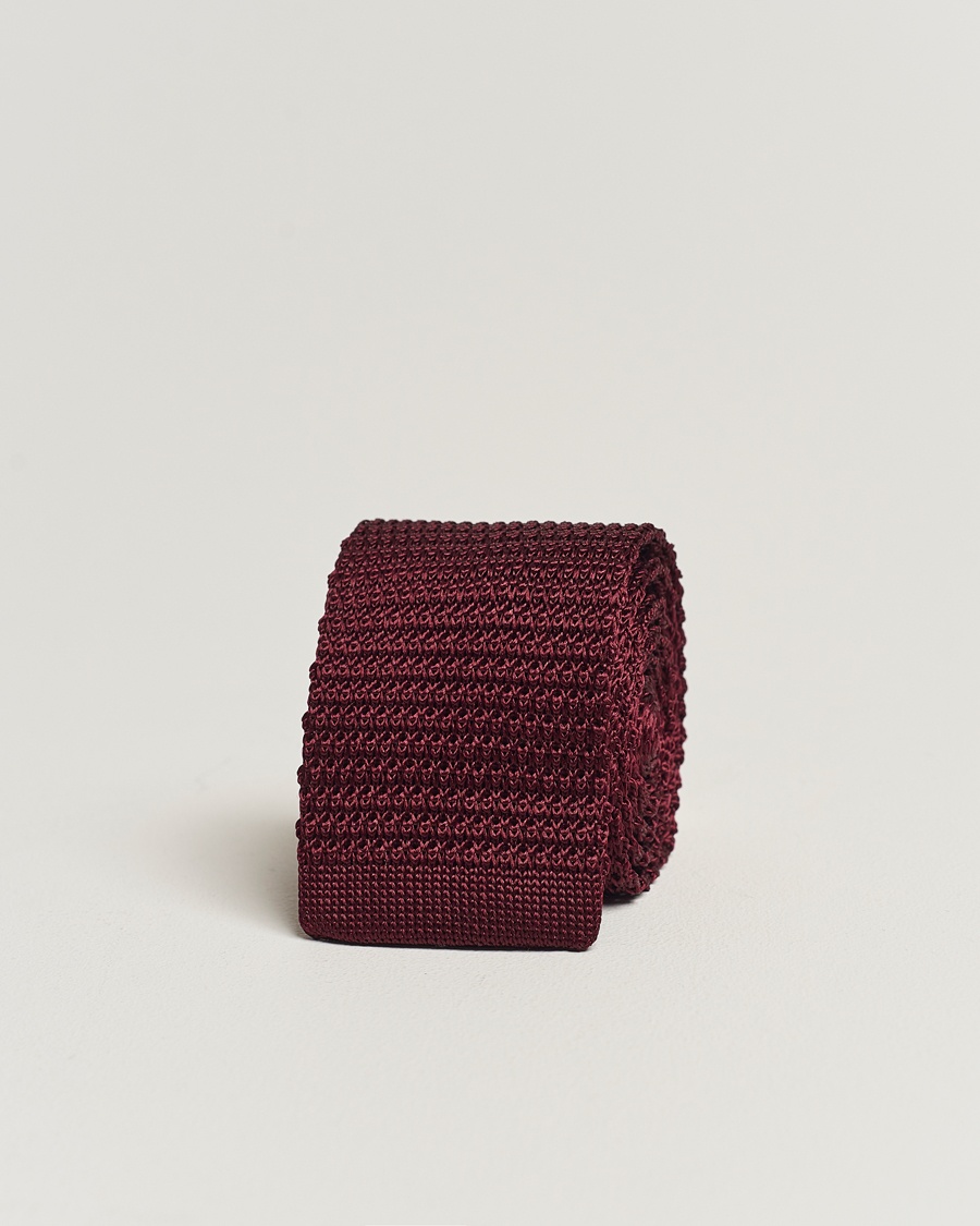 Amanda Christensen Knitted Silk Tie 6 cm Wine Red – Rød