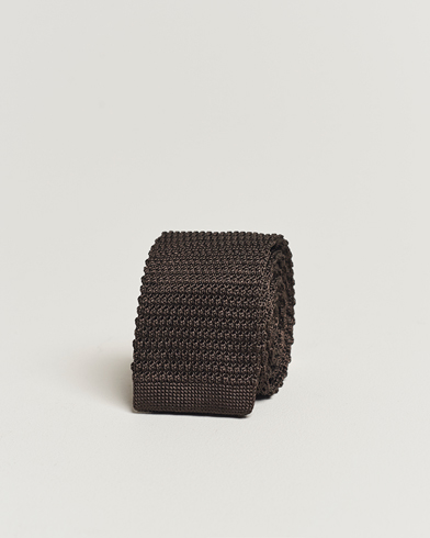 Herre | Festive | Amanda Christensen | Knitted Silk Tie 6 cm Brown