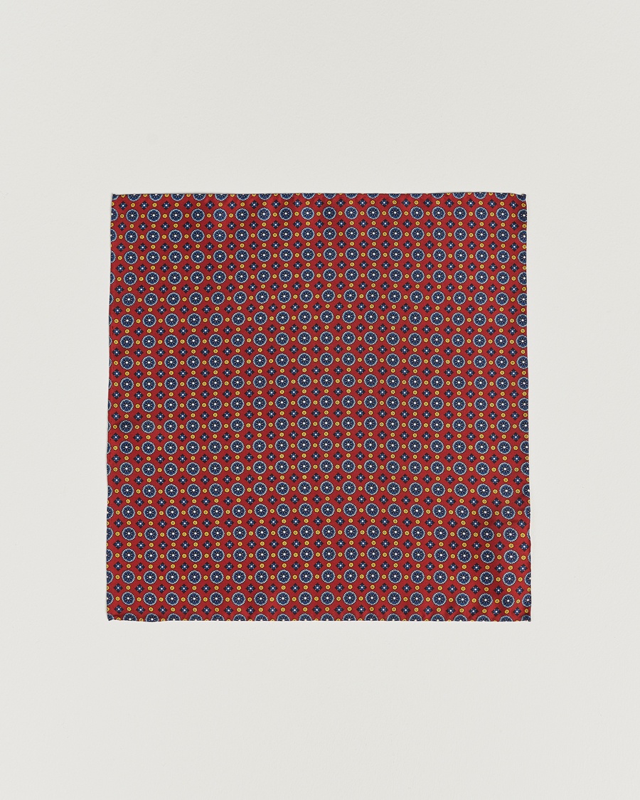 Amanda Christensen Medallion Silk Pocket Square Wine Red – Rød