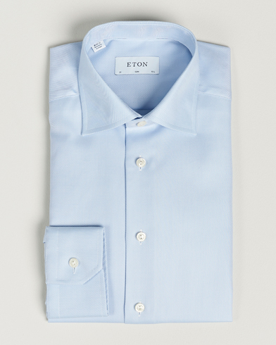 Herre | Businessskjorter | Eton | Slim Fit Textured Twill Shirt Blue