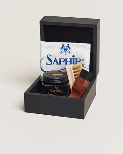 Herre | Skopleje kit | Saphir Medaille d'Or | Gift Box Creme Pommadier Black & Brush