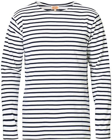 Langærmede t-shirts |  Houat Héritage Stripe Longsleeve T-shirt White/Navy