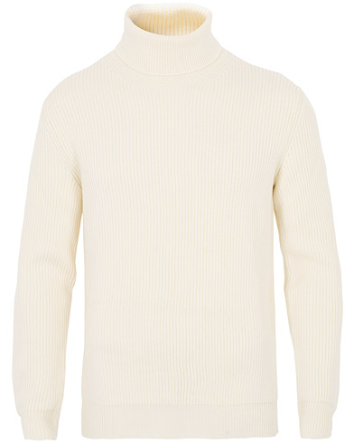  Rib Stitch Wool Turtleneck Sweater Off White