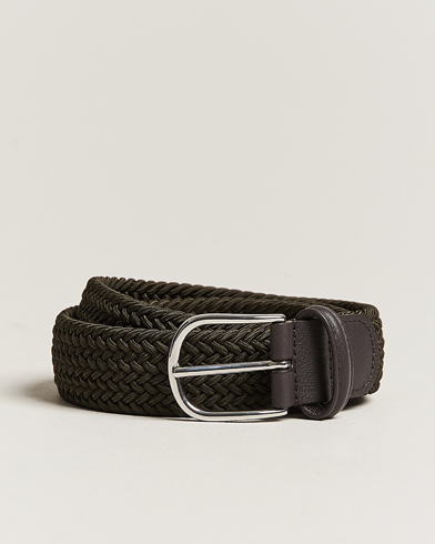 Herre | Italian Department | Anderson's | Stretch Woven 3,5 cm Belt Green