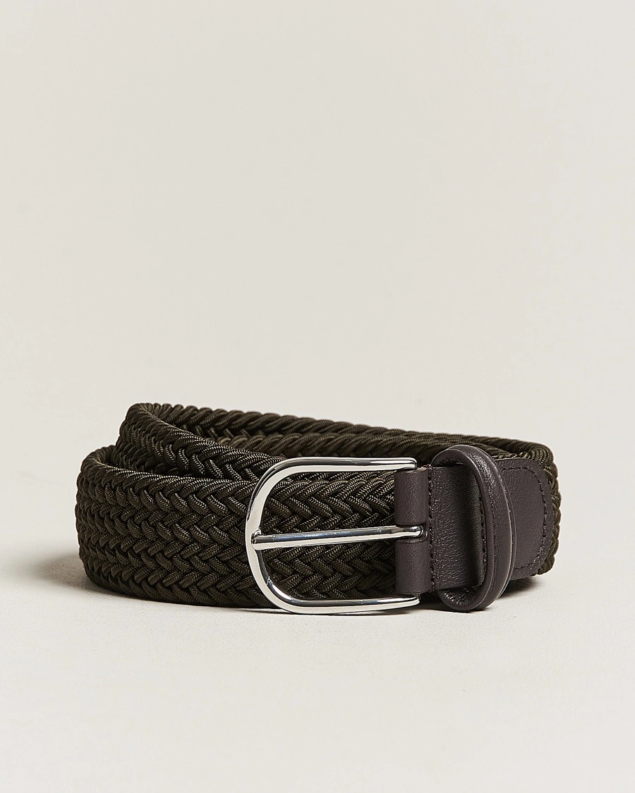 Herre | | Anderson's | Stretch Woven 3,5 cm Belt Green