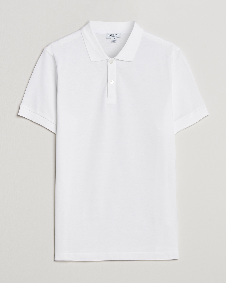 Sunspel Short Sleeve Pique Polo White – Hvid