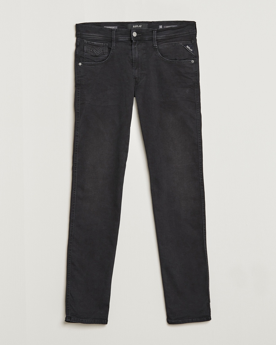 Replay Anbass Hyperflex Re-Used Jeans Washed Black – Grå