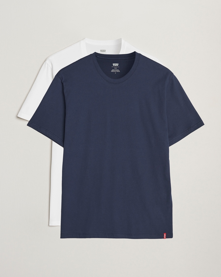 Levi's 2-Pack Crew Neck T-Shirt Navy/White – Blå