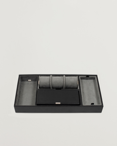 Herre | Ur opbevaring | WOLF | Howard Valet Tray with Cuff Black/Grey Pebble