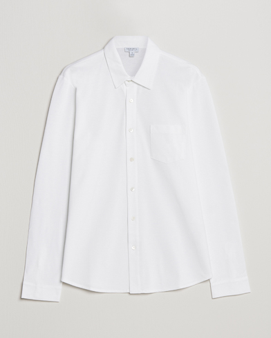 Herre | Poloskjorter | Sunspel | Long Sleeve Pique Shirt White