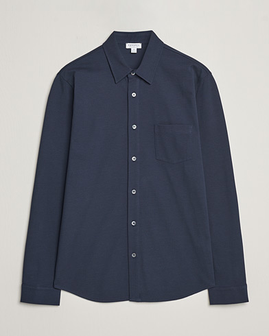 Poloskjorte |  Long Sleeve Pique Shirt Navy