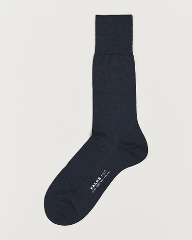 Herre | Sokker i merinould | Falke | No. 6 Finest Merino & Silk Socks Dark Navy