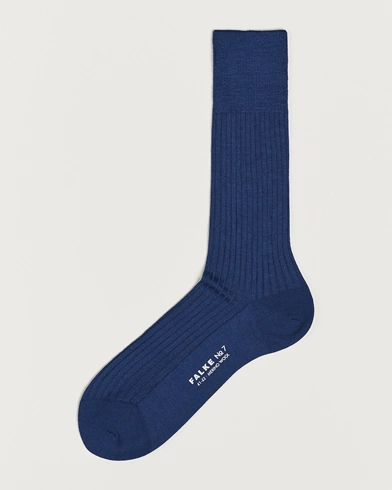 Herre |  | Falke | No. 7 Finest Merino Ribbed Socks Royal Blue