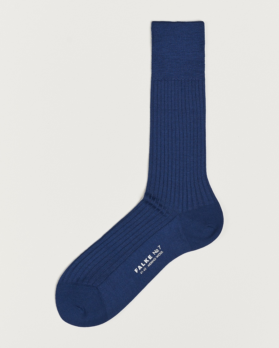 Herre | Falke | Falke | No. 7 Finest Merino Ribbed Socks Royal Blue