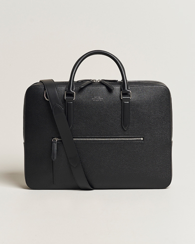 Herre | Computertasker | Smythson | Ludlow Large Briefcase with Zip Front Black Black
