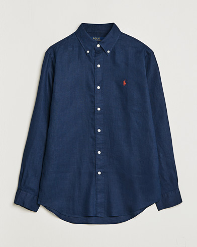  |  Custom Fit Linen Button Down Shirt Newport Navy