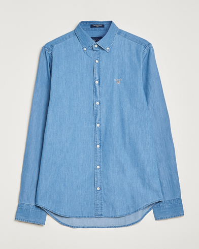 Herre | GANT | GANT | Slim Fit Indigo Shirt Semi Light Blue