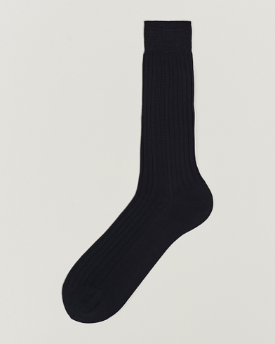 Herre |  | Bresciani | Cotton Ribbed Short Socks Navy