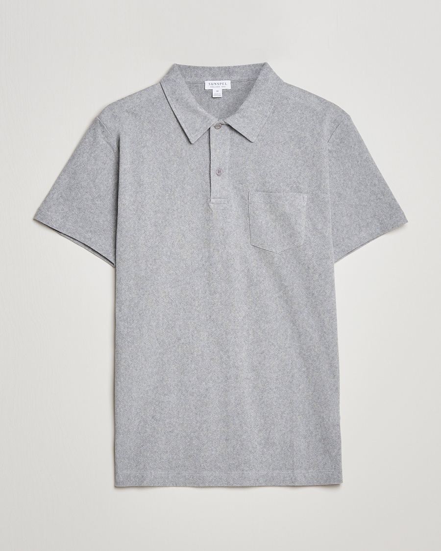 Sunspel Riviera Polo Shirt Grey Melange – Grå