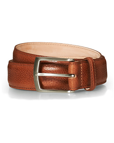 Glat Bælte |  Henry Grained Leather Belt 3,3 cm Tan