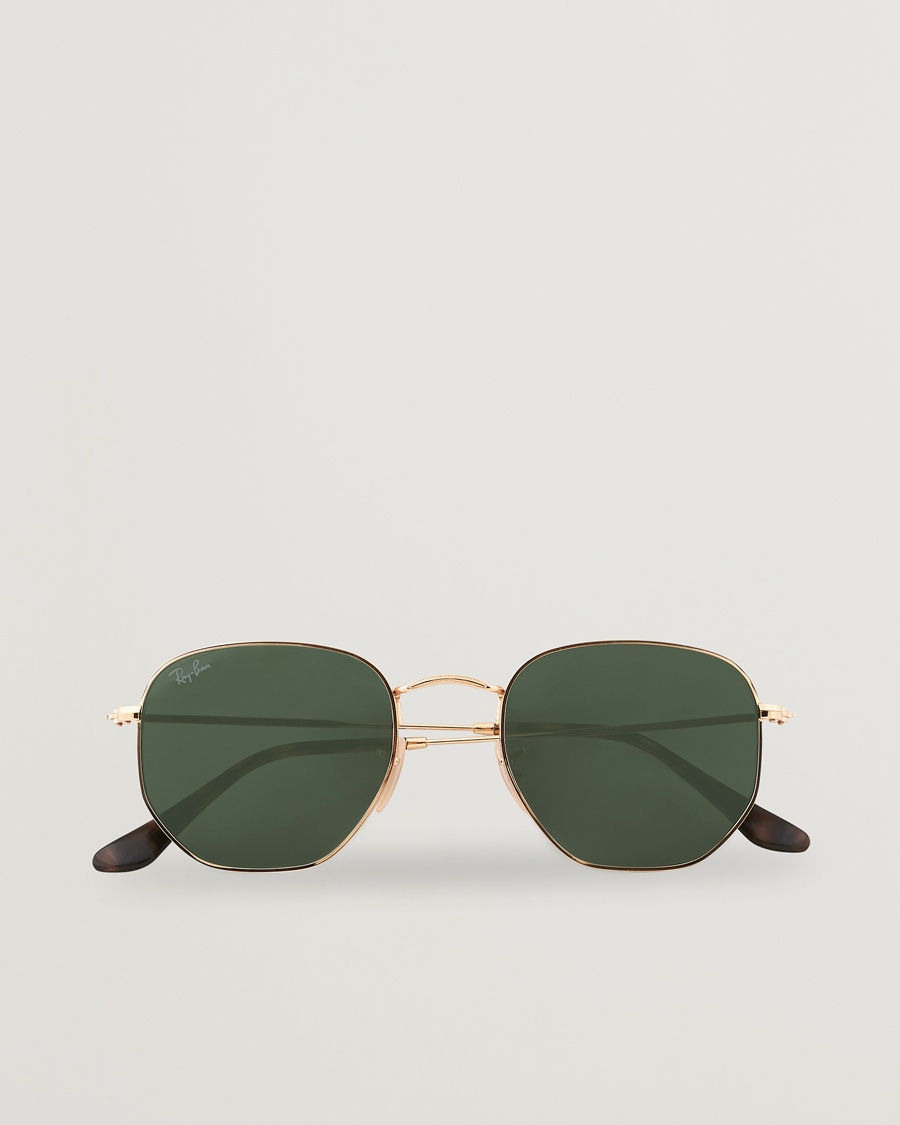 Ray-Ban 0RB3548N Hexagonal Sunglasses Gold/Green – Guld