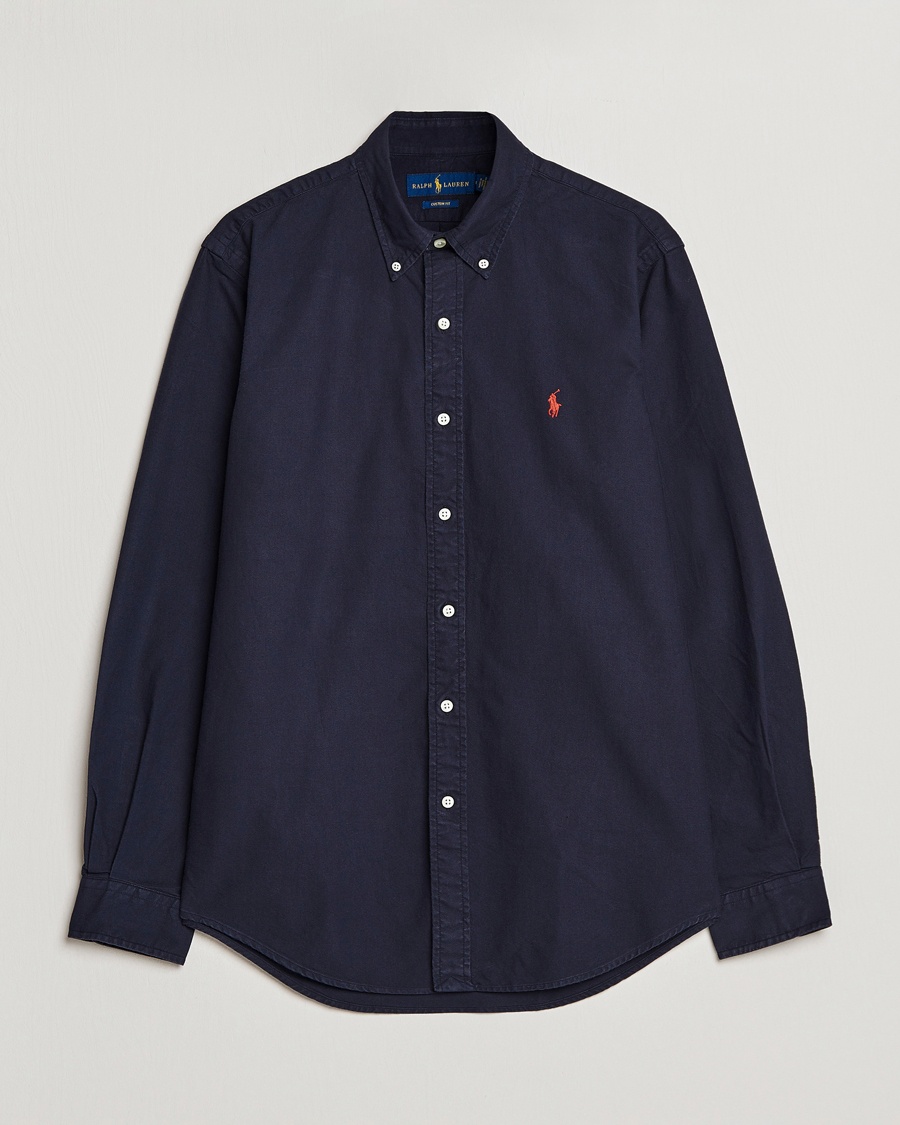 Polo Ralph Lauren Custom Fit Garment Dyed Oxford Shirt Navy – Blå