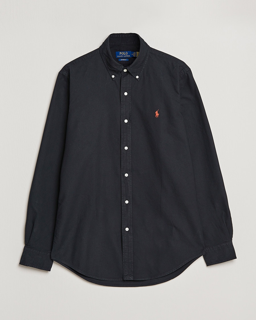 Polo Ralph Lauren Custom Fit Garment Dyed Oxford Shirt Black – Sort