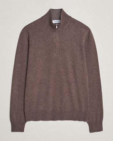 Herre | Italian Department | Gran Sasso | Wool/Cashmere Half Zip Brown